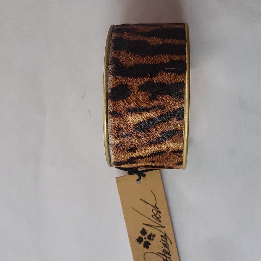 Patricia Nash Leopard Print Calf Hair Cuff Bracelet - Picture 3 of 7